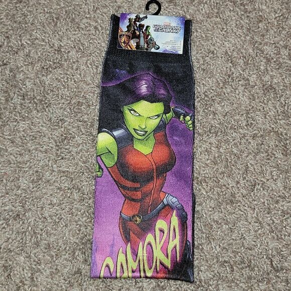 Guardians of the Galaxy Lot Gamora & Prax Crew Socks Marvel Fit Shoe 4-10 Adult - Picture 3 of 7